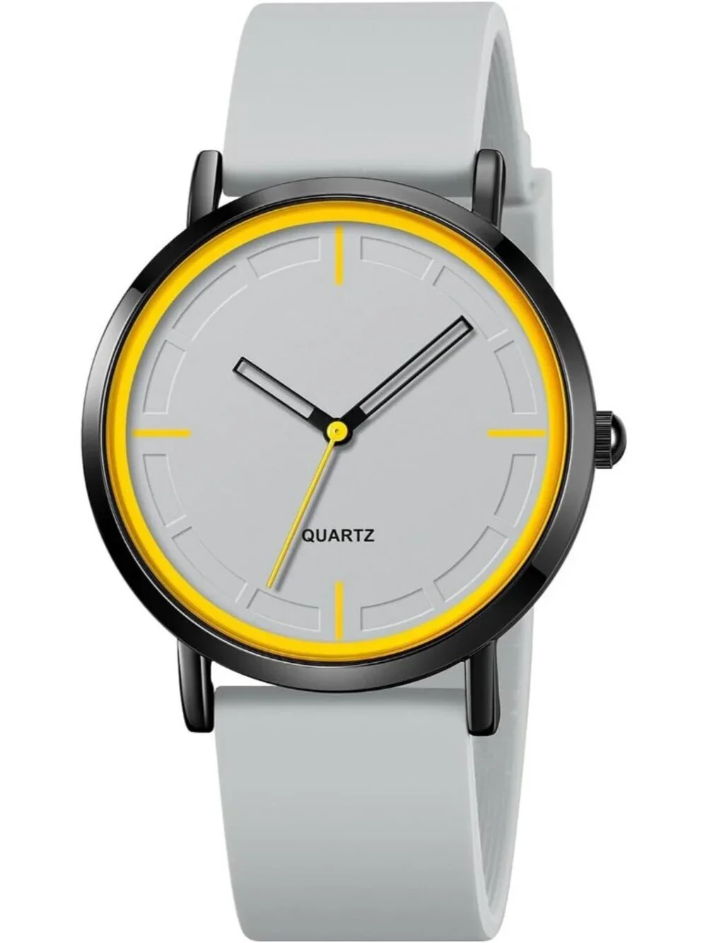 Women's Grey Analog Quartz Simple Silicone Strap Waterproof Round Sport Watch